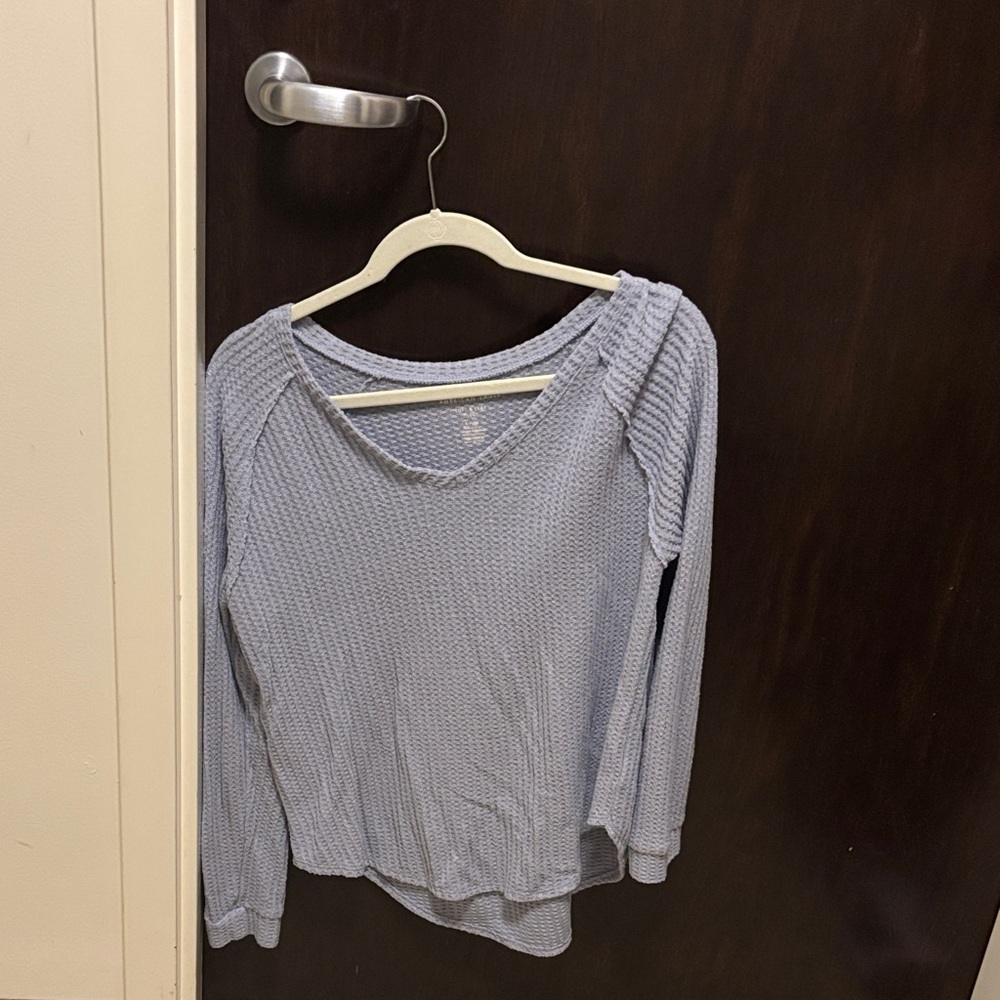 American Eagle Outfitters Soft Blue Knit Top